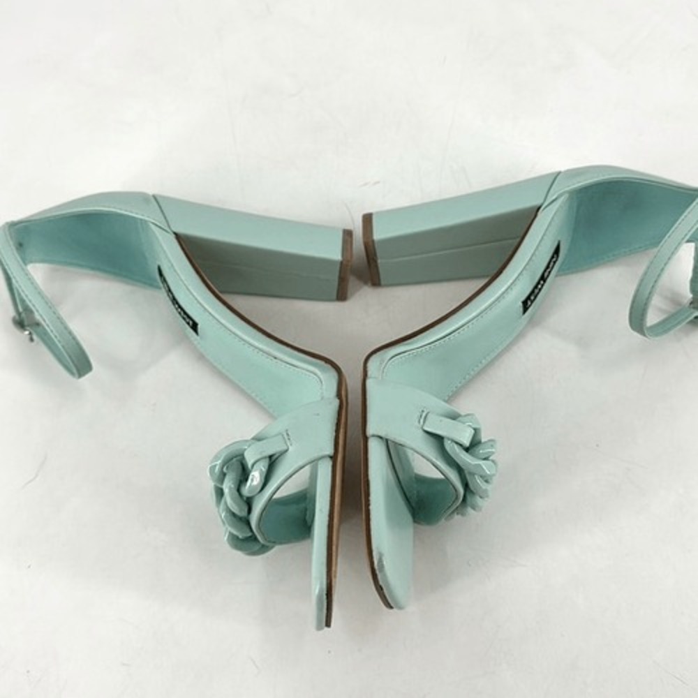 NWOT Nine West Womens Mindful Chain Square‎ Toe Heeled Sandals Mint Green Size 8 - Picture 9 of 12